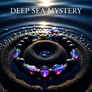 Purple + Black Iridescent Fish + Stone Beads Bracelet! 7"+ Adjust. Goth + Beachy